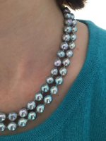 Close up Double strand of blue baroque akoya from Pearl Paradise