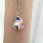 metallic colors in freshwater fireball pearl pendant