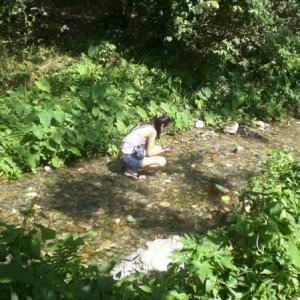 searching for mineral specimens on alluvial deposits. small tabinay, puerto galera