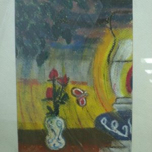 like a moth to a flame. (oil pastel) 2005