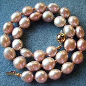 Large Peach Baroque Freswater Pearls With 14 Carat Gold Accent Beads