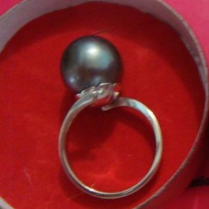 1. Black southsea pearl, ring size 8, set in silver