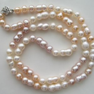 Multicolor peanut and round freshwater pearl necklace.