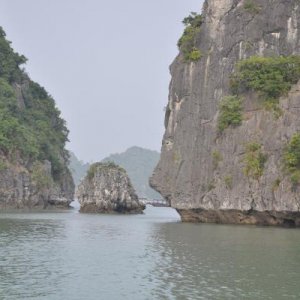 Sailing on my private junket...on Ha Long Bay, a beautiful array of karst formations, now a World Heritage Site.