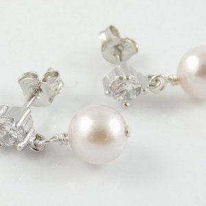 Akoya pearl earrings on cz studs