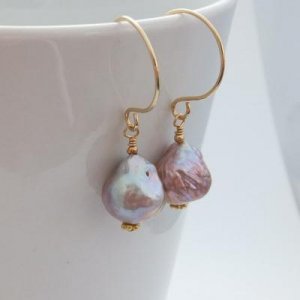 Mauve golden kasumi like earrings