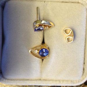 18K Handmade Diamond and Sapphire Earrings