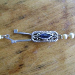 14K  Marquise Sapphire Clasp  (Junk pearls just wanted the clasp)