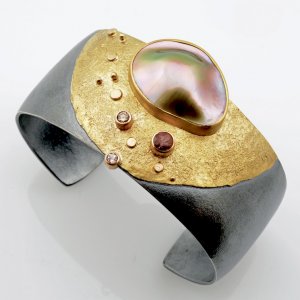 Sydney Lynch Design: Oxidized Silver and 22K Gold with Cortez Pearl