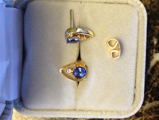 18K Handmade Diamond and Sapphire Earrings