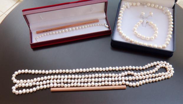 5mm - 7mm bracelet along with long strand of pearls. All HK freshwater