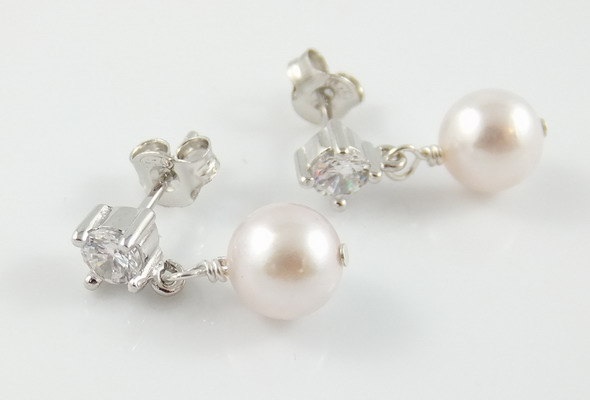 Akoya pearl earrings on cz studs