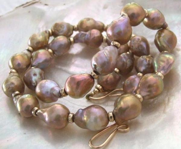 Golden purple fireballs from Kojima pearl I strung into a necklace. It goes with everything I wear!