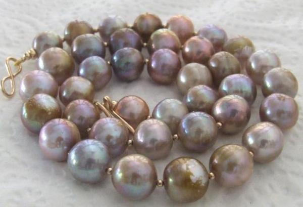 Large Golden Pond Slime Lavender Purples Freshwater Pearls. You might think I like golden purple pearls :o)