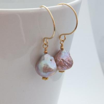 Mauve golden kasumi like earrings