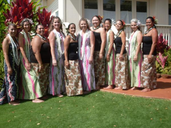 Multicultural group of hula sisters.