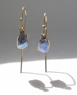 paua pearl drop9ct  gold earrings 3