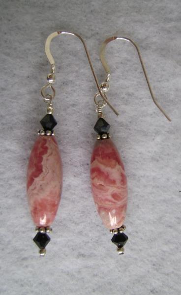 Rhodochrosite and Swarovski crystals