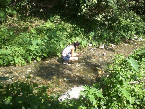 searching for mineral specimens on alluvial deposits. small tabinay, puerto galera