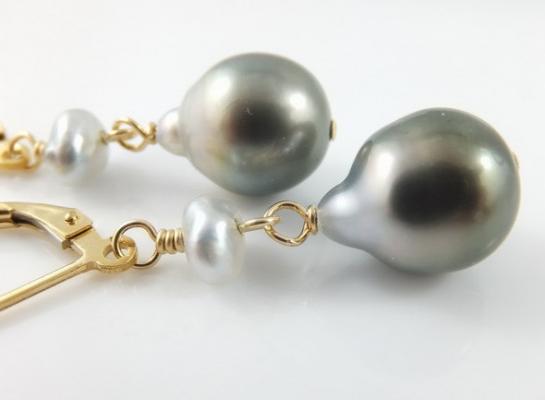 Tahitian and south sea keshi pearl earrings